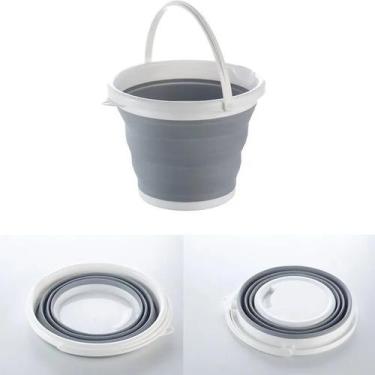 Imagem de Balde Dobrável Silicone 10 Litros Portátil Cinza - Novo Século