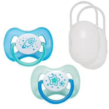 Imagem de Kit 2 Chupetas Buba Comfort Tam1 Noturna Foguete Com 2 Capas