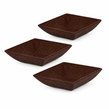 Imagem de Kit 3 Mini Petisqueiras Quadradas Evo 11,5x11,5x3cm Imbuia