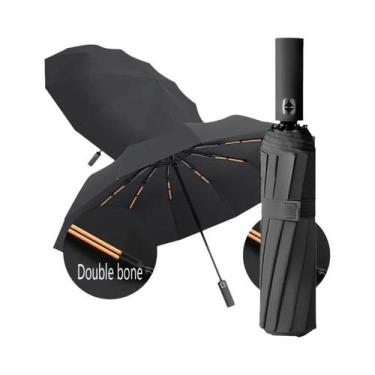 Imagem de Guarda-chuva Automático Preto De 12 Varetas, Resistente a Raios UV, Es