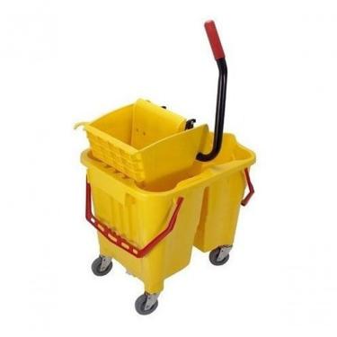 Imagem de Carrinho de Limpeza Profissional com Balde Espremedor Sistema 2 Águas 11L e 13L Amarelo
