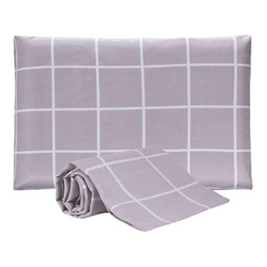 Imagem de Jogo De Lençol Solteiro 2 Peças Grid Cinza Algodão, Cinza, Marina Enxovais