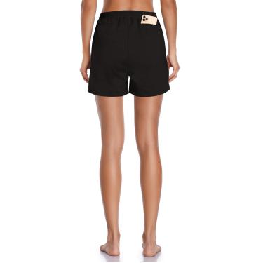 Imagem de Shorts esportivos femininos com bolsos e elástico cós de secagem rápida Activewear_Preto||S