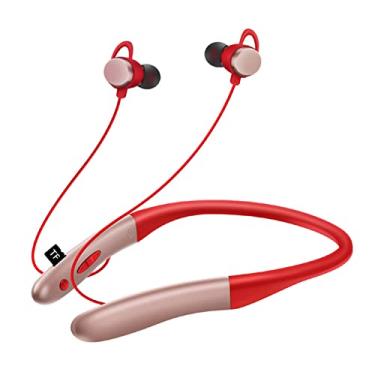 Imagem de Fone de ouvido Bluetooth 5.0 Fones de ouvido Bluetooth Bluetooth Fones de ouvido de dente azul, portátil, magnético, sem fio, estéreo, faixa de pescoço - vermelho