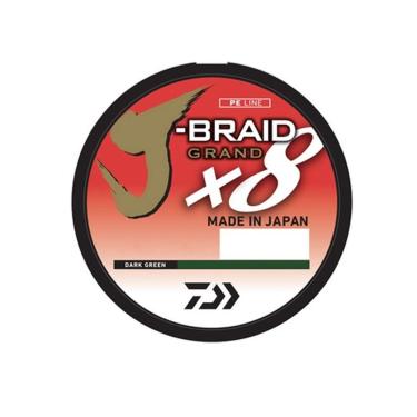 Imagem de Daiwa, J-Braid x8 Linha trançada grande-trançada, 137 metros, 3,6 kg testado, 12,7 mm de diâmetro, verde escuro (JBGD8U8-150DG)