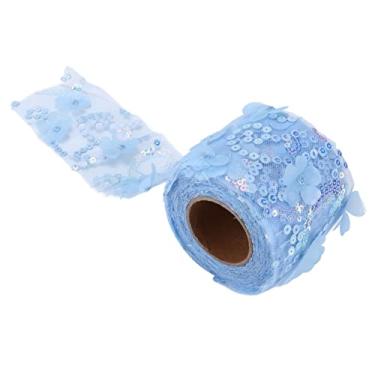 Imagem de Tecido de tule, rolo de tule com lantejoulas de resistência à abrasão para jovens para decoração de festa para decoração de interiores para menina(Azul claro)