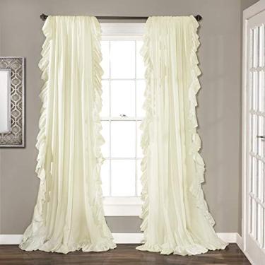 Imagem de Lush Decor C40287P15-000 Reyna Ivory conjunto de cortinas para sala de estar, sala de jantar, quarto (par), 213 x 137 cm