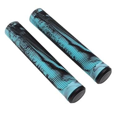 Imagem de SPYMINNPOO Pegas de guidão de bicicleta, 1 par de 16 cm de guidão de bicicleta macio de borracha TPE antiderrapante para bicicleta de engrenagem fixa (azul e preto)