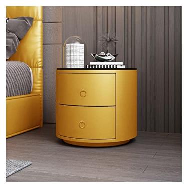 Imagem de Mesas de cabeceira redondas de couro para quarto simples de couro de ardósia mesa de cabeceira de vidro temperado com gavetas Mesas de cabeceira para quarto (cor: 07, tamanho: Bancada preta)