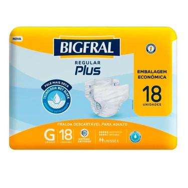 Imagem de Fralda Geriátrica Descartável Bigfral Plus Regular G Com 18 Unidades