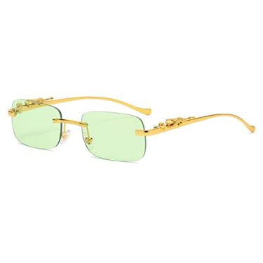Imagem de Fashion Vintage Rimless Square Sunglasses Women Men Luxury Popular Travel Driving Leopard Head Small Sun Glasses,Green,china