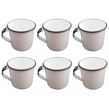 Imagem de Jogo de Xícaras Café Caneca Esmaltada 400ml Caneca de Agata Branca
