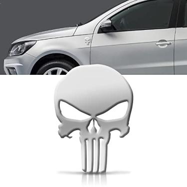 Imagem de Emblema Resinado Caveira Justiceiro Punisher Carro Moto Prata