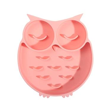 Imagem de angel3292 Tigela de comida para animais de estimação em forma de coruja de desenho animado tapete de silicone de alimentação lenta para gatos tigela de alimentação suprimentos para animais de estimação tigela de comida com sucção