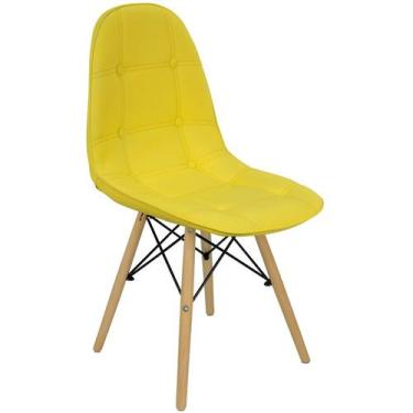 Imagem de Cadeira Charles Eames Botonê Eiffel Wood Estofada Couro - Amarela - Ma