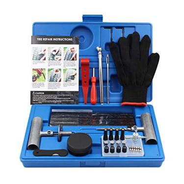 Imagem de Handfly Kit de reparo de pneu, 63 peças, kit de plugue de pneu resistente, kit universal de ferramentas de reparo de pneu para consertar furos e plugue kit de remendo de pneu para carro, motocicleta,