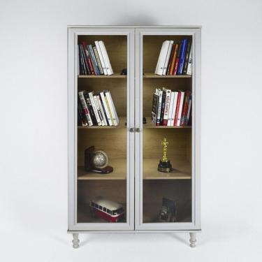 Imagem de Armário Multiuso 2 Portas De Vidro Ditália Luz E-957 Cinza