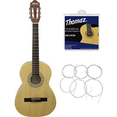 Imagem de Kit Violão Acústico Infantil de Nylon com Tensor TCG 360 Natural Thomaz + Encordoamento Nylon 103H