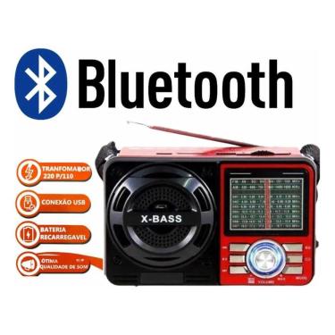 Imagem de Rádio Bass Retro Vintage Usb Mp3 Bluetooth Marrom A-1088
