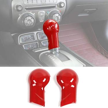 Imagem de CheroCar Capa para maçaneta de câmbio para acessórios de decoração de interiores Camaro 2010-2015, vermelha
