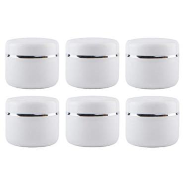 Imagem de 250 ml Frascos de cosméticos brancos de plástico com forro interno e tampas de cúpula recarregáveis, estojos de cosméticos para maquiagem, óleos de esfregão, cremes, cremes, protetor labial, loções, acessórios para unhas, pacote com 6