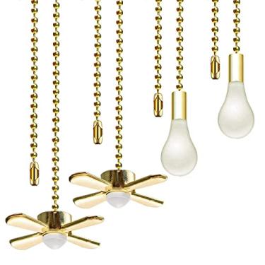 Imagem de Ventilador de teto puxar ventilador de corrente puxa 4 peças padrão de ventilador de luz ventilador de extensão de corrente decorativo 30 centímetros conjunto de puxadores de ventilador com conector para luz de ventilador de teto, sala de estar banheiro ventilador de teto