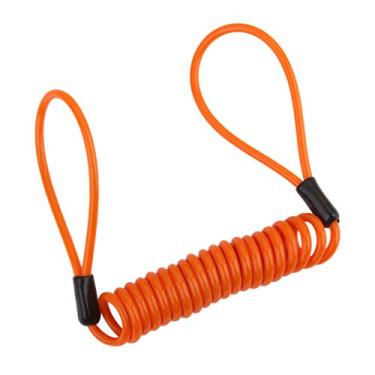 Imagem de MACHSWON Cordão de segurança para moto Blike mola bobina fio cadeado disco lembrete cabo de segurança laranja
