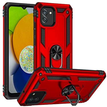 Imagem de BoerHang Capa para Motorola Moto E22, resistente, à prova de choque, TPU + PC proteção de camada dupla, capa de telefone Motorola Moto E22 com suporte de anel. (vermelho)