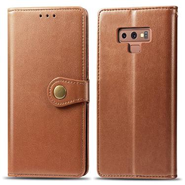 Imagem de Capa flip para Samsung Galaxy Note 9 capa carteira, capa de telefone carteira flip bumper à prova de choque capa carteira coldre capa traseira do telefone (cor: marrom)