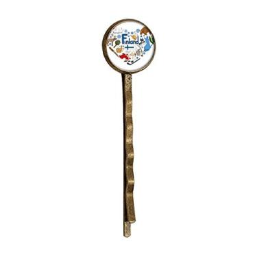 Imagem de Finlândia Love Heart Landscap Bandeira Nacional Retro Metal Hair Bobby Pin Headwear