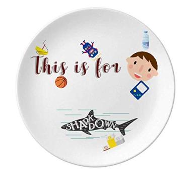 Imagem de Prato de porcelana de natação com contorno de gota de tubarão para meninos e homens