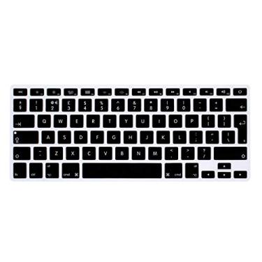 Imagem de HRH Capa de silicone para teclado inglês para MacBook Air 13, MacBook Pro 13/15/17 (com ou sem tela retina, versão 2015 ou mais antiga), para iMac antigo EU Layout protetor de teclado - preto