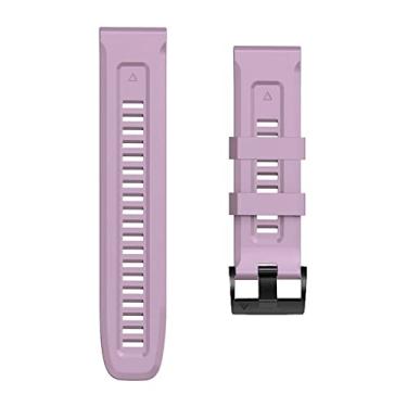 Imagem de HAZELS Para Garmin Fenix 7 7X 6X 5X Pulseira 22 26mm Pulseira para Fenix 6 Pro 5 Plus Fivela Silicone Tiras de Pulso de Substituição Rápida (Cor: Roxo Claro, Tamanho: Largura-22MM)