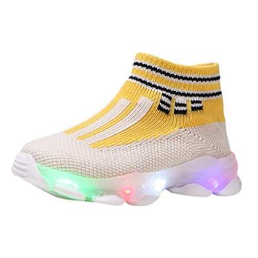 Imagem de Tênis infantil unissex com luz de LED para carregamento USB Roller Skate Piscante para meninas meninos presente (Amarelo, 2,5-3 anos infantil)