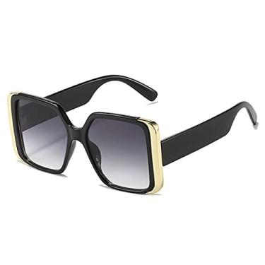 Imagem de Óculos de Sol Quadrados Steampunk para Mulheres Moda Grandes Armações Óculos de Sol Punk Liga Feminina Decoração Óculos UV400, C1 Preto, Cinza, Tamanho Único