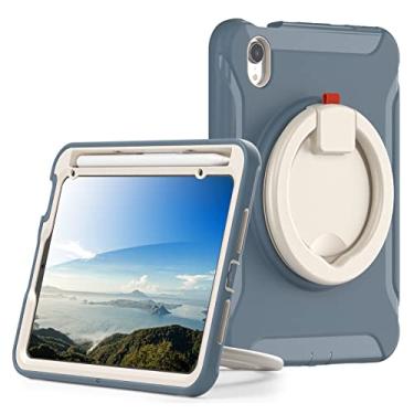 Imagem de ORIbox Capa Defender para iPad Mini 6, proteção contra quedas de corpo inteiro, amortecedor 3 em 1 à prova de choque com suporte de anel de 360°