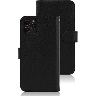 Imagem de GANYUU Capa para iPhone 13/13 Mini/13 Pro/13 Pro Max, capa flip de couro retrô capa de telefone carteira com 3 slots de cartão suporte capa magnética protetora (cor: preto, tamanho: 13pro 6,1 polegadas)