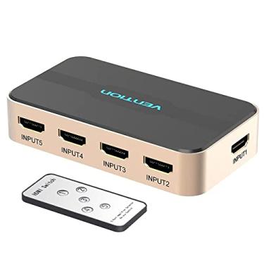 Imagem de VENTION Interruptor HDMI 5 em 1 saída 4K a 30Hz interruptor seletor HDMI com controle remoto IR HDMI 1.4 HDCP 1.4 suporta 4K HD 3D 1080P 2160P HDMI Switch Box para Roku, Apple TV, PS5/4/3, Fire Stick