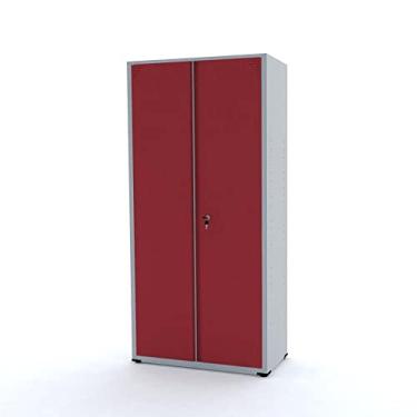 Imagem de Armário em Aço 2 Portas 3 Prateleiras Pandin Móveis Cinza/vermelho