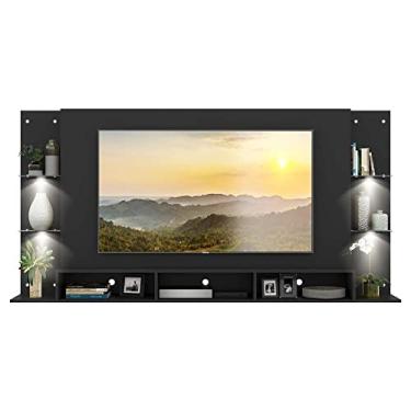 Imagem de Painel Tv 65" com 4 Leds e Prateleiras de Vidro Vegas Premium Multimóveis Preto