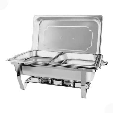 Imagem de Rechaud Duplo Retangular Em Inox 2 Cubas 1/2 9,5 L A Álcool