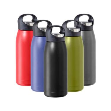 Imagem de OGGI Garrafa de água isolada de aço inoxidável Freestyle - isolamento a vácuo de parede dupla, garrafa térmica de viagem, 482 g (500 ml), preta