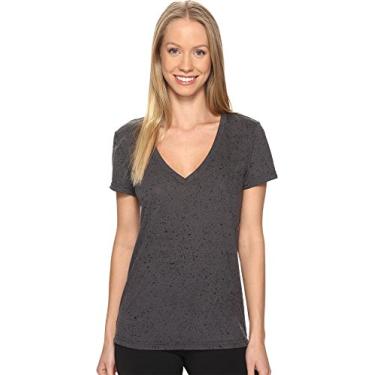Imagem de Camiseta feminina Adidas Flecks com decote V profundo, Dark Solid Grey, X-Small