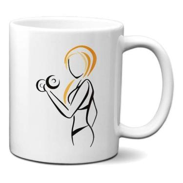 Imagem de Caneca Mulher Fitness Halteres Presente Academia Musculação