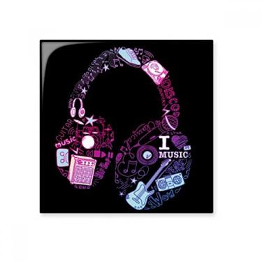 Imagem de Fone de ouvido azul rosa padrão música azulejo de cerâmica brilhante decalque pedra adornada tijolo vitrificado