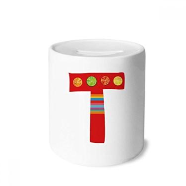 Imagem de DIYthinker Porta-moedas T alfabeto laranja fruta linda estampa caixa de dinheiro caixa de cerâmica presente de cofrinho