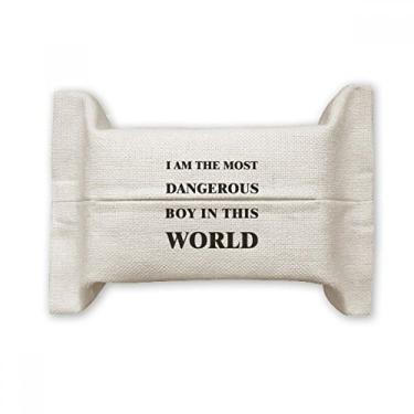 Imagem de Bolsa de linho de algodão com suporte para capa de papel para lenços faciais I Am The Dangerous Boy