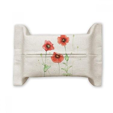 Imagem de Bolsa de linho de algodão com flor vermelha para aquarela