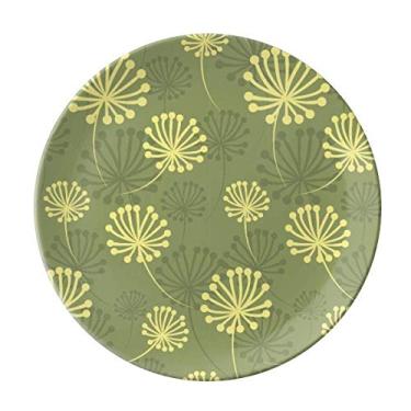 Imagem de Prato decorativo de dente-de-leão verde amarelo decorativo de porcelana salver louças de jantar