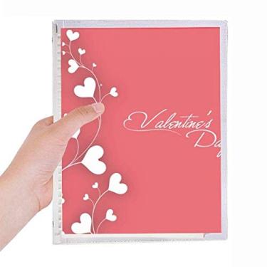 Imagem de Caderno branco corações vinhas dia dos namorados rosa folha solta diário recarregável papelaria diário